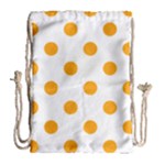 Polka Dots - Dark Tangerine Orange on White Drawstring Bag (Large)