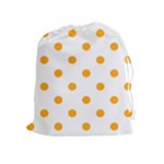 Polka Dots - Dark Tangerine Orange on White Drawstring Pouch (XL)