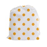 Polka Dots - Dark Tangerine Orange on White Drawstring Pouch (XXl)