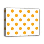 Polka Dots - Dark Tangerine Orange on White Deluxe Canvas 14  x 11  (Stretched)