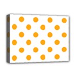Polka Dots - Dark Tangerine Orange on White Deluxe Canvas 16  x 12  (Stretched)