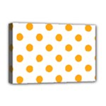 Polka Dots - Dark Tangerine Orange on White Deluxe Canvas 18  x 12  (Stretched)