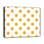Polka Dots - Dark Tangerine Orange on White Deluxe Canvas 20  x 16  (Stretched)