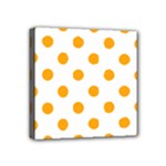 Polka Dots - Dark Tangerine Orange on White Mini Canvas 4  x 4  (Stretched)