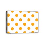 Polka Dots - Dark Tangerine Orange on White Mini Canvas 6  x 4  (Stretched)