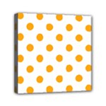 Polka Dots - Dark Tangerine Orange on White Mini Canvas 6  x 6  (Stretched)