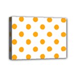 Polka Dots - Dark Tangerine Orange on White Mini Canvas 7  x 5  (Stretched)