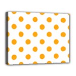 Polka Dots - Dark Tangerine Orange on White Canvas 14  x 11  (Stretched)