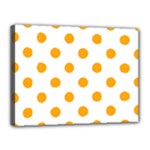 Polka Dots - Dark Tangerine Orange on White Canvas 16  x 12  (Stretched)