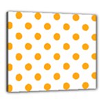 Polka Dots - Dark Tangerine Orange on White Canvas 24  x 20  (Stretched)