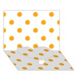 Polka Dots - Dark Tangerine Orange on White Heart Bottom 3D Greeting Card (7x5)
