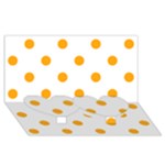 Polka Dots - Dark Tangerine Orange on White Twin Heart Bottom 3D Greeting Card (8x4)