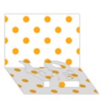 Polka Dots - Dark Tangerine Orange on White LOVE Bottom 3D Greeting Card (7x5)