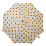 Polka Dots - Dark Tangerine Orange on White Hook Handle Umbrella (Large)