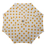 Polka Dots - Dark Tangerine Orange on White Hook Handle Umbrella (Small)