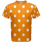 Polka Dots - White on Dark Orange Men s Cotton Tee