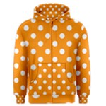 Polka Dots - White on Dark Orange Men s Zipper Hoodie