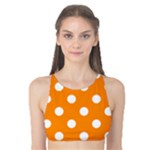 Polka Dots - White on Dark Orange Tank Bikini Top