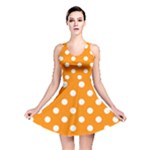 Polka Dots - White on Dark Orange Reversible Skater Dress
