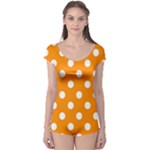 Polka Dots - White on Dark Orange Boyleg Leotard (Ladies)