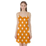 Polka Dots - White on Dark Orange Satin Night Slip