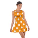 Polka Dots - White on Dark Orange Cotton Racerback Dress