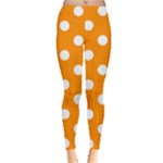 Polka Dots - White on Dark Orange Women s Leggings