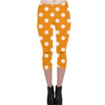 Polka Dots - White on Dark Orange Capri Leggings
