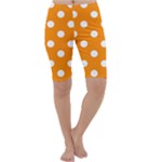 Polka Dots - White on Dark Orange Cropped Leggings