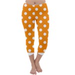 Polka Dots - White on Dark Orange Capri Winter Leggings