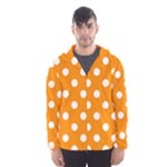 Polka Dots - White on Dark Orange Hooded Wind Breaker (Men)