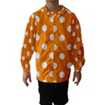 Polka Dots - White on Dark Orange Hooded Wind Breaker (Kids)
