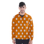 Polka Dots - White on Dark Orange Wind Breaker (Men)