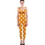 Polka Dots - White on Dark Orange OnePiece Catsuit
