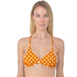 Polka Dots - White on Dark Orange Reversible Tri Bikini Top