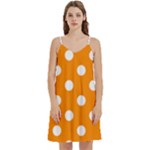 Polka Dots - White on Dark Orange Women s Reversible Sports Bra with Border