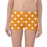 Polka Dots - White on Dark Orange Boyleg Bikini Bottoms
