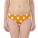 Polka Dots - White on Dark Orange Hipster Bikini Bottoms