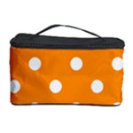Polka Dots - White on Dark Orange Cosmetic Storage Case