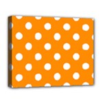Polka Dots - White on Dark Orange Deluxe Canvas 20  x 16  (Stretched)