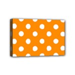 Polka Dots - White on Dark Orange Mini Canvas 6  x 4  (Stretched)
