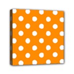Polka Dots - White on Dark Orange Mini Canvas 6  x 6  (Stretched)