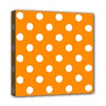 Polka Dots - White on Dark Orange Mini Canvas 8  x 8  (Stretched)