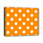 Polka Dots - White on Dark Orange Canvas 10  x 8  (Stretched)