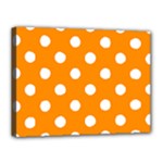Polka Dots - White on Dark Orange Canvas 16  x 12  (Stretched)