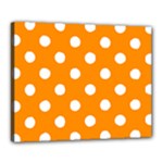 Polka Dots - White on Dark Orange Canvas 20  x 16  (Stretched)