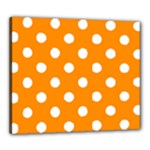 Polka Dots - White on Dark Orange Canvas 24  x 20  (Stretched)