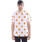 Polka Dots - Dark Orange on White Men s Sport Mesh Tee