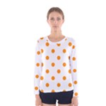 Polka Dots - Dark Orange on White Women s Long Sleeve T-shirt