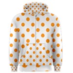 Polka Dots - Dark Orange on White Men s Zipper Hoodie